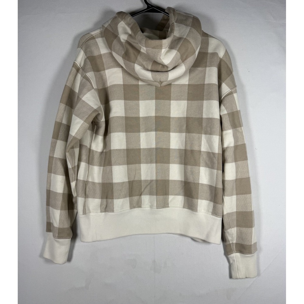 Polo Ralph Lauren Polo Bear Hoodie Women's Medium Tan Buffalo Plaid Pullover - Picture 3 of 6